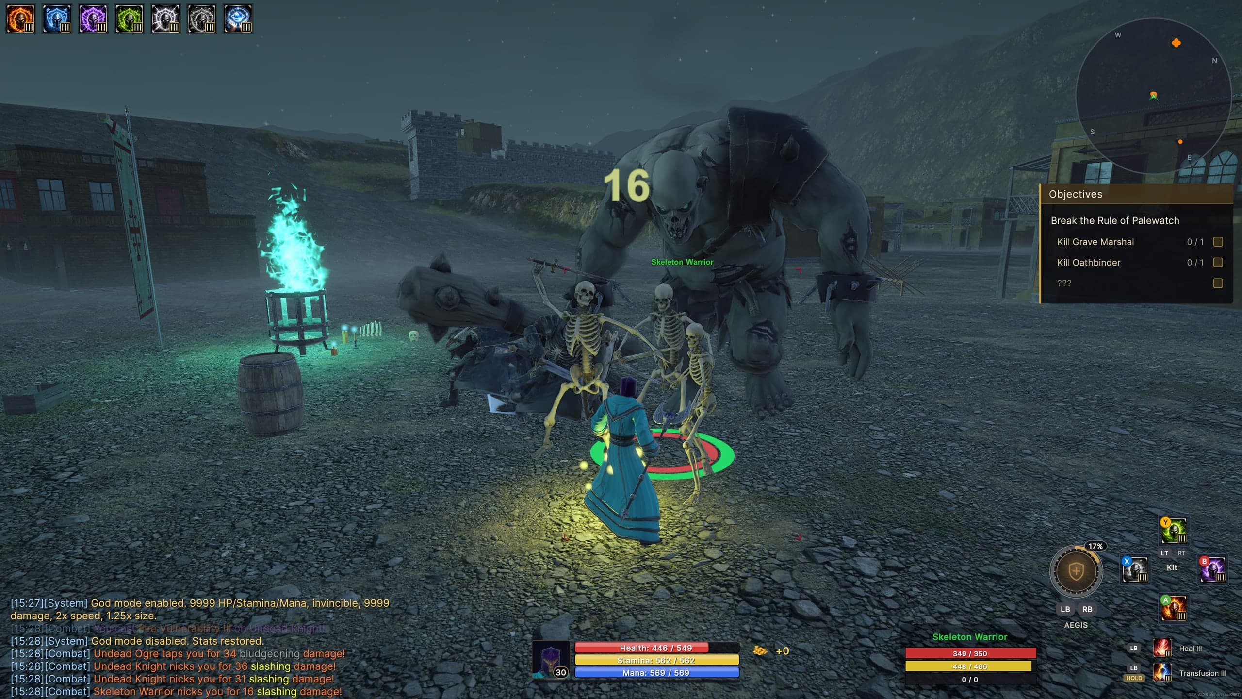 A mage holds the line against a horde inside an enemy stronghold